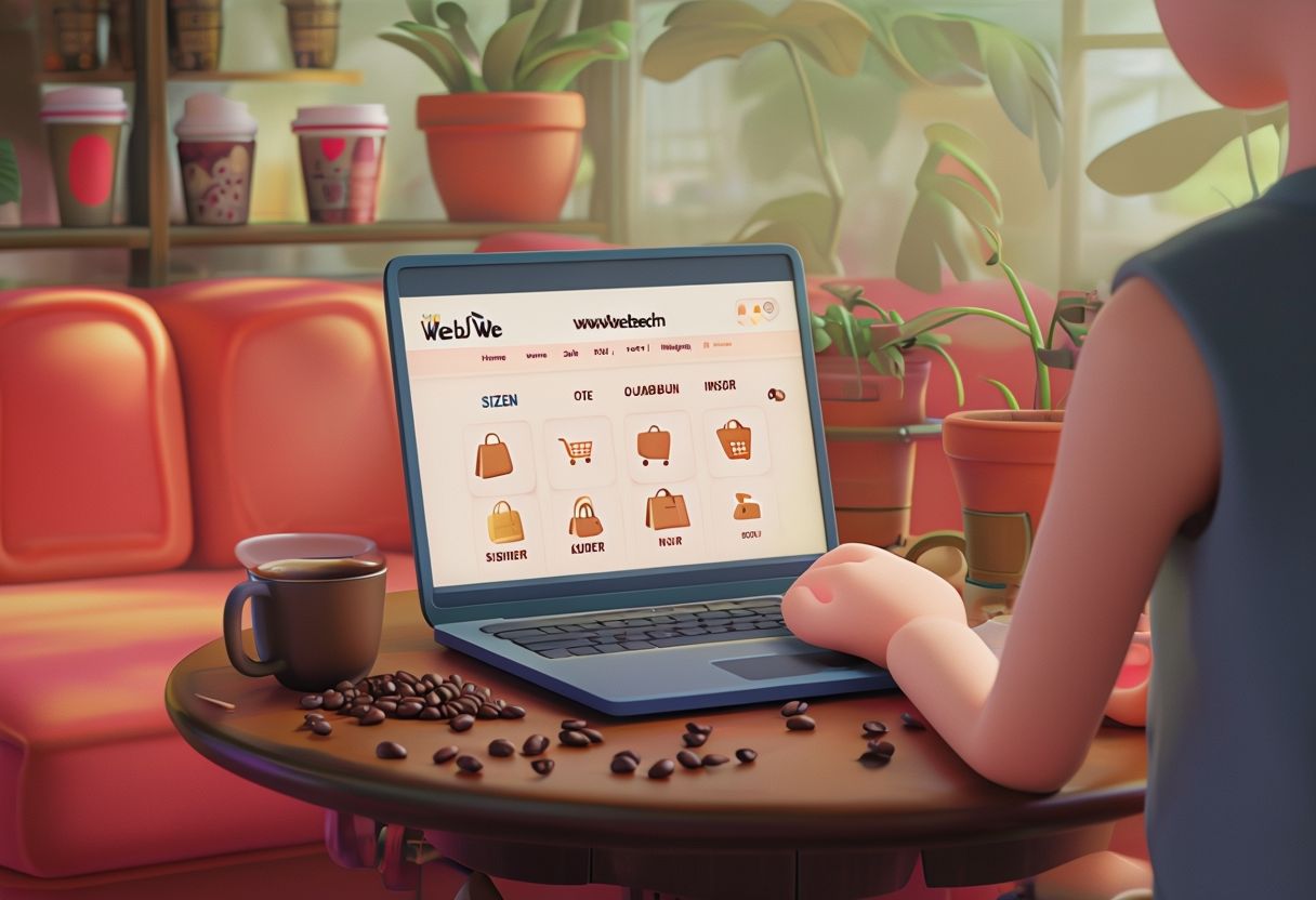 Customer Engaging with Business Online using phone or laptop, interacting with website or reading reviews.