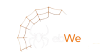 WebWe logo with a white spider and web design in orange and black.